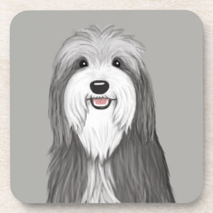 Posavasos Perro de la caricatura de Collie con barba