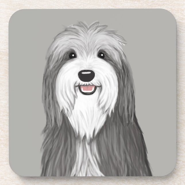 Posavasos Perro de la caricatura de Collie con barba (Frente)