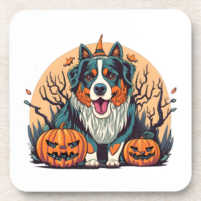 Posavasos Perro de montaña de Bernese Tocó Halloween (Frente)