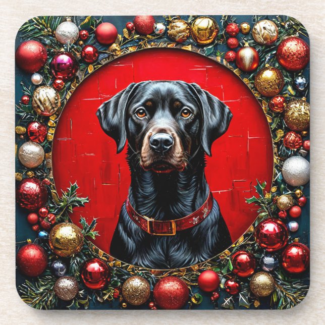 Posavasos Perro de Navidad adorable (Frente)