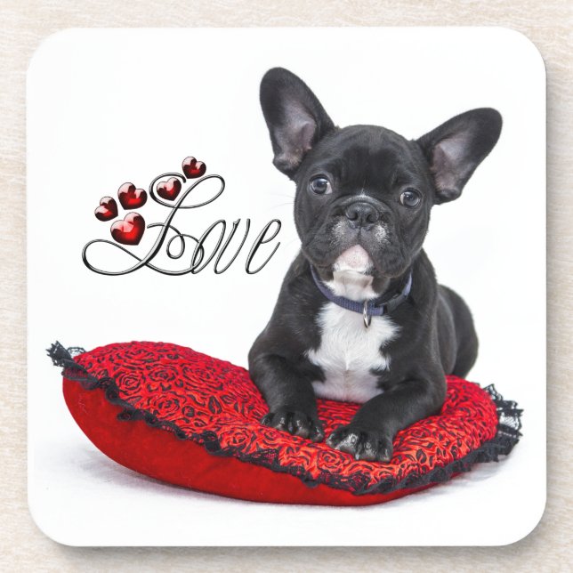 Posavasos Perro de toro francés - francés - amor (Frente)