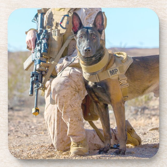 POSAVASOS PERRO DE TRABAJO MILITAR DE EE. UU. (Frente)