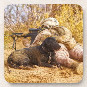 POSAVASOS PERRO DE TRABAJO MILITAR DE EE. UU.