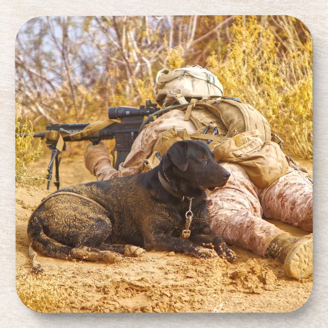 POSAVASOS PERRO DE TRABAJO MILITAR DE EE. UU. (Frente)