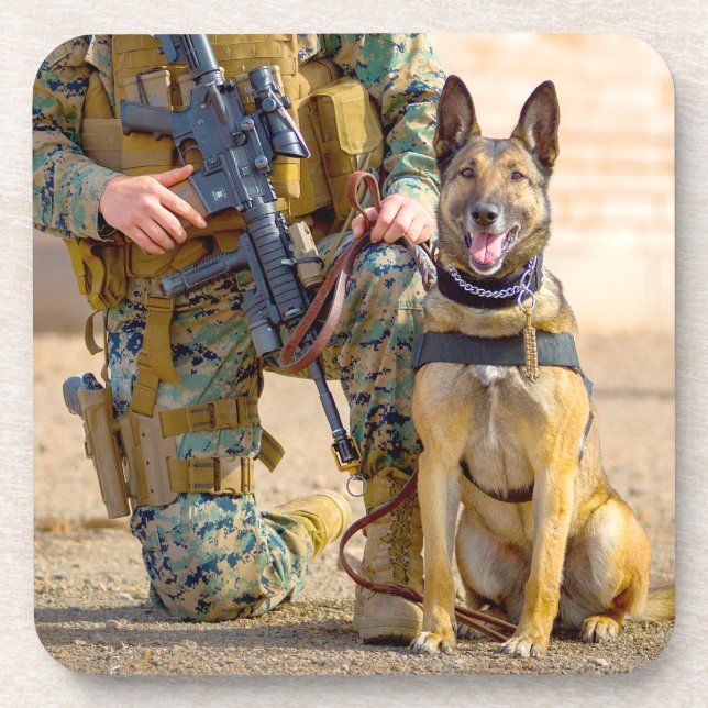 POSAVASOS PERRO DE TRABAJO MILITAR DE EE. UU. (Frente)