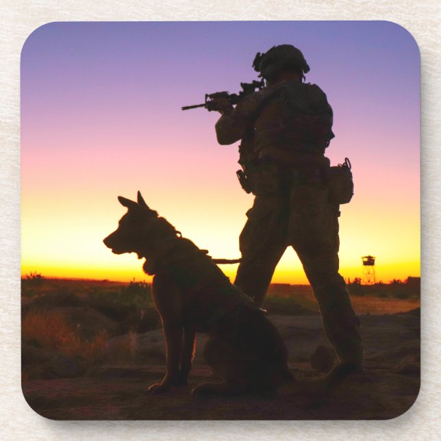 POSAVASOS PERRO DE TRABAJO MILITAR DE EE. UU. (Frente)