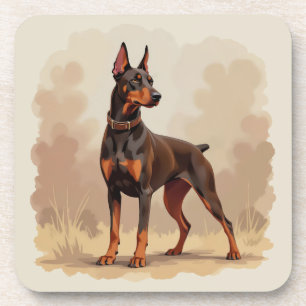 Posavasos Perro Doberman Pinscher Marrón Óxido Rojo