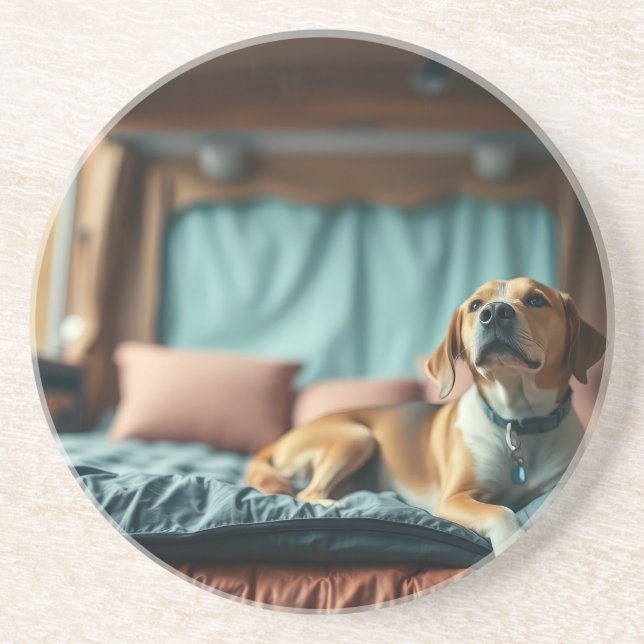 Posavasos Perro en cama (Frente)