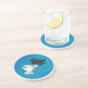 Posavasos Perro en la sombra sobre el azul