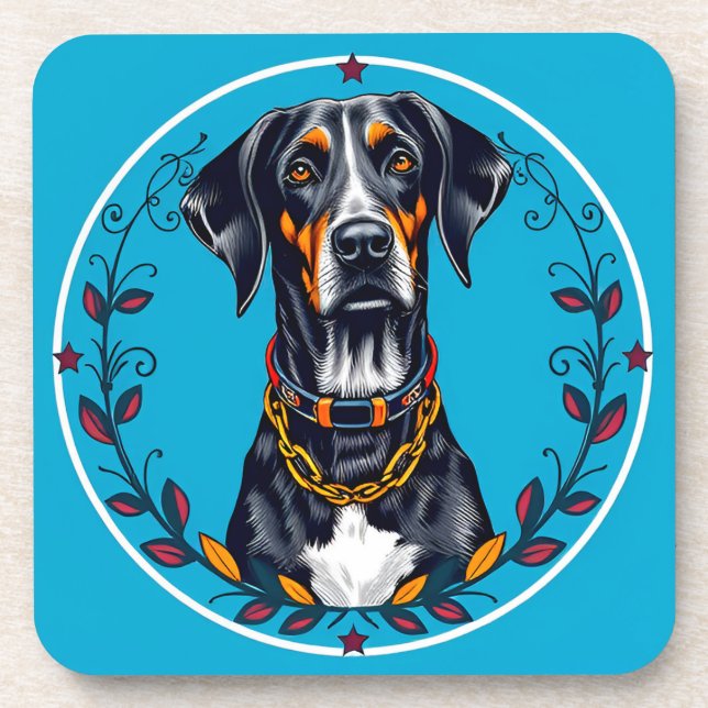 Posavasos Perro en un diseño floral circular (Frente)
