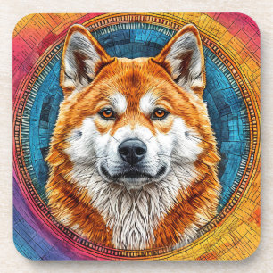Posavasos Perro en un patrón artístico circular