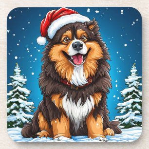 Posavasos Perro Feliz con Gorro de Santa