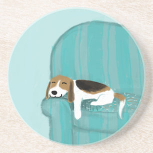 Posavasos Perro feliz del sofá - beagle lindo