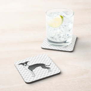 Posavasos Perro Galgo Italiano Blanco Y Negro Con Patas