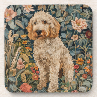 Posavasos Perro Goldendoodle en el jardín estilo William Mor
