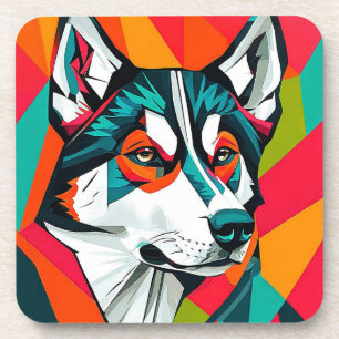 Posavasos Perro Husky Colorido