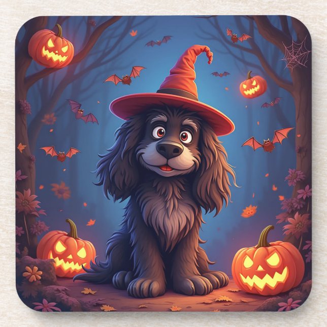 Posavasos Perro lindo de Halloween (Frente)