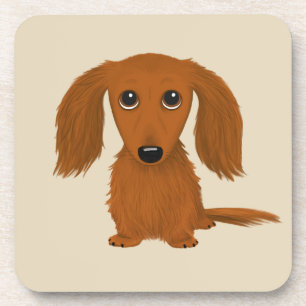 Posavasos Perro lindo rojo de pelo largo del dibujo animado