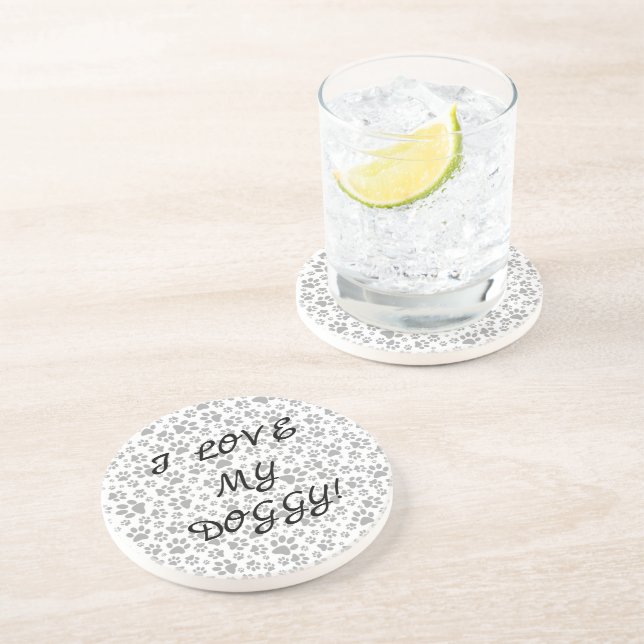 Posavasos Perro Paws Black and White Polka Dot Coaster (Lado)