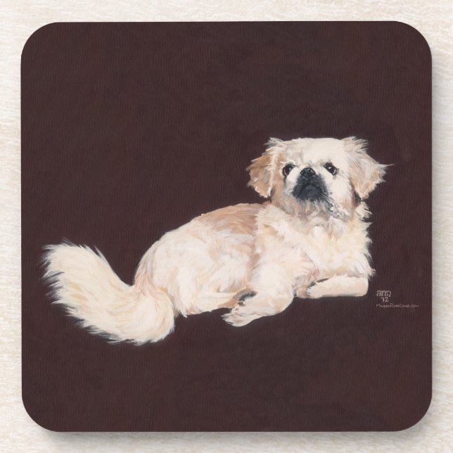 Posavasos Perro pekinés blanco (Frente)