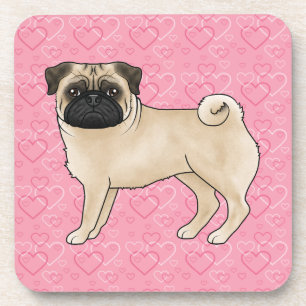 Posavasos Perro Pug Castaño Ilustración en Dibujos Animados 