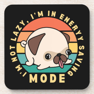 Posavasos Perro Pug Divertido y Lindo Cita Perezosa Retro At