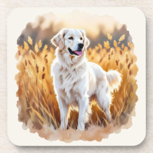 Posavasos Perro Retriever Dorado Blanco