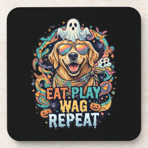 Posavasos Perro Retriever Dorado Espeluznante y Lindo de Hal
