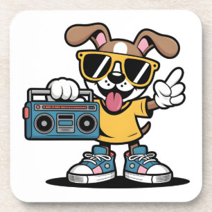 Posavasos Perro Retro Hip Hop: Cool Cartoon Puppy