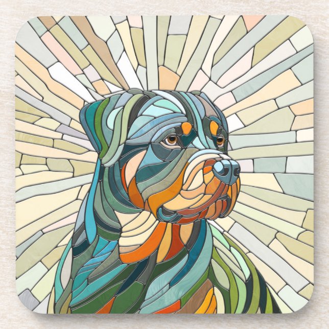 Posavasos Perro Rottweiler - arte de mosaicos (Frente)