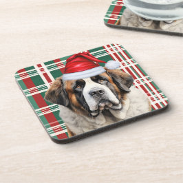 Posavasos Perro San Bernardo Temático de Navidad Plaid Vacac