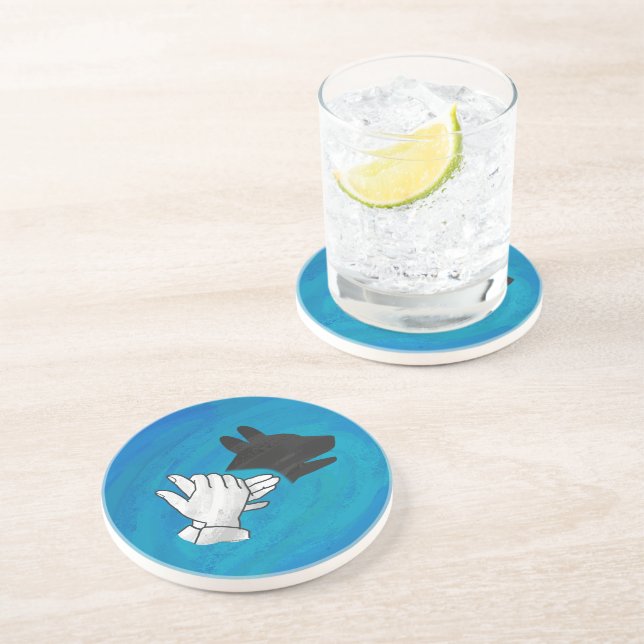 Posavasos Perro Sombra En Azul (Lado)