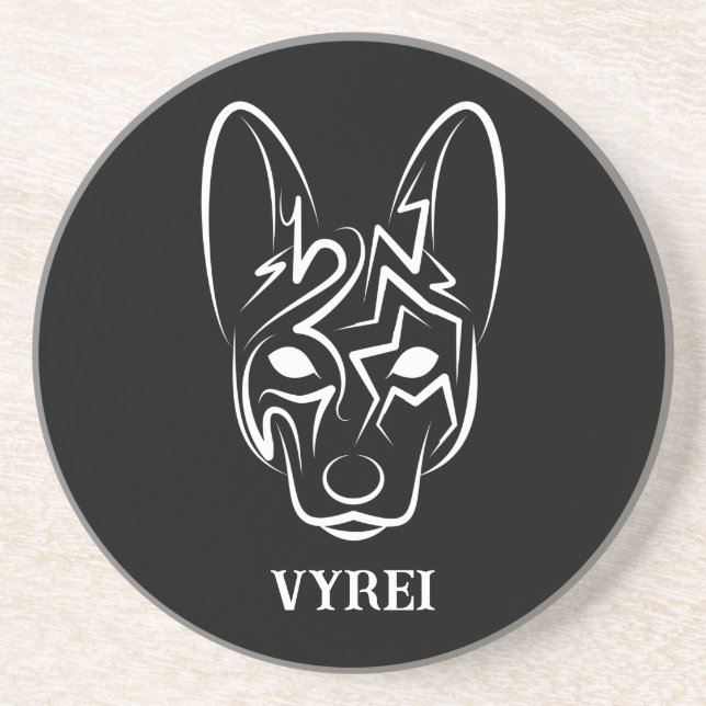 Posavasos Perro tribal blanco y negro (Frente)