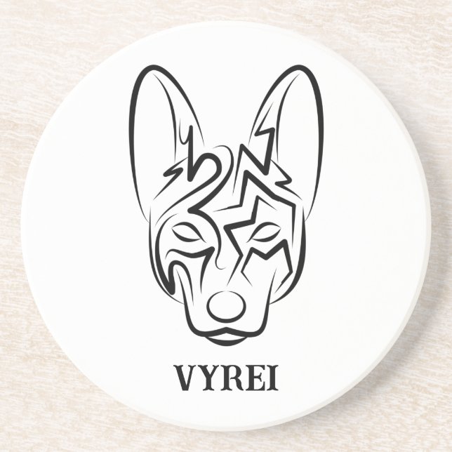 Posavasos Perro tribal blanco y negro (Frente)