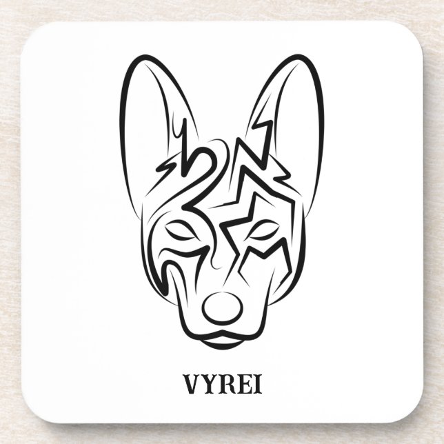 Posavasos Perro tribal blanco y negro (Frente)