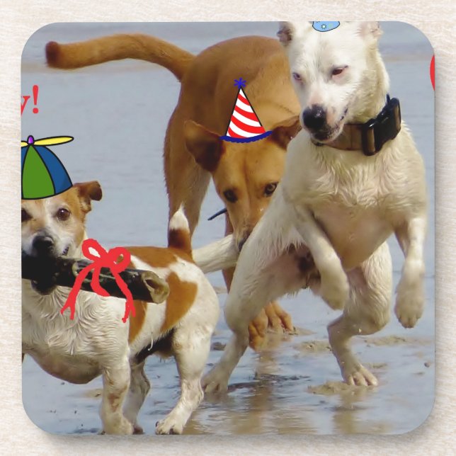 Posavasos perros de cumpleaños felices (Frente)