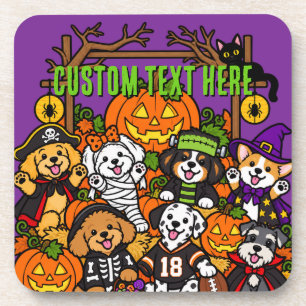 Posavasos Perros Espeluznantes Lindos Halloween Morado Plást