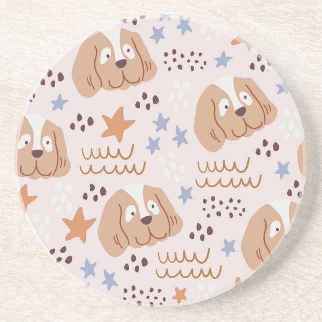 Posavasos Perros, estrellas, líneas: sin costuras (Frente)