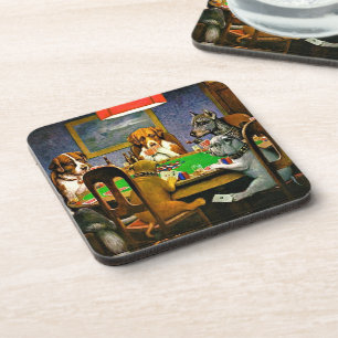 Posavasos Perros Jugando Póquer