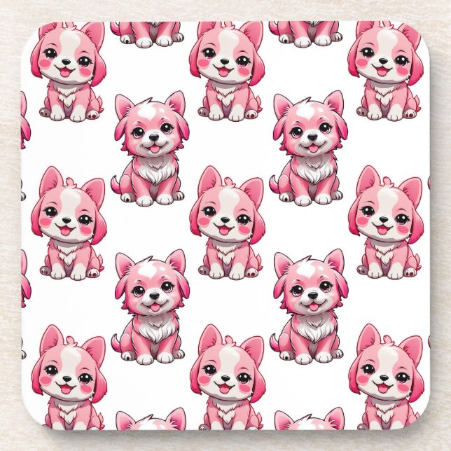 Posavasos Perros rosados lindos - Blanco  (Frente)