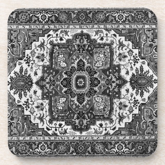 Posavasos PERSIAN RUG - Black & White (Frente)