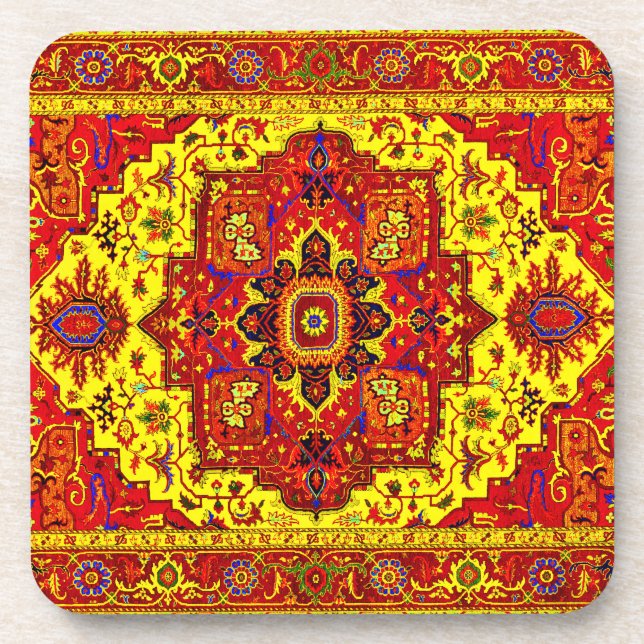 Posavasos PERSIAN RUG - Red & Yellow (Frente)