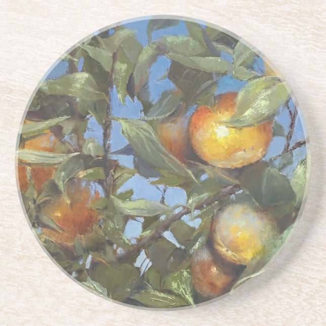 Posavasos Persimmon Fruit Tree Hermosa Pintura Original (Frente)