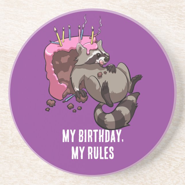 Posavasos Personaje de Mapache Divertido Mi Cumpleaños Mis R (Frente)