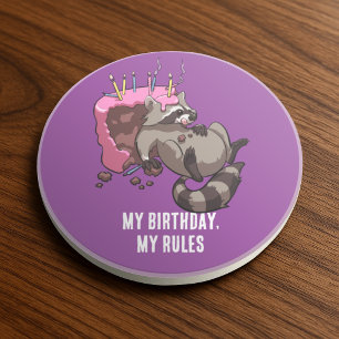Posavasos Personaje de Mapache Divertido Mi Cumpleaños Mis R