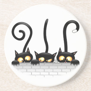 Posavasos Personajes de gatos traviesos, juguetones y divert
