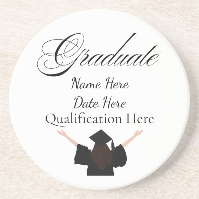 Posavasos Personalised Graduation Name, Custom Gift for her (Frente)