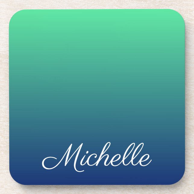 Posavasos Personalised green and blue ombre (Frente)