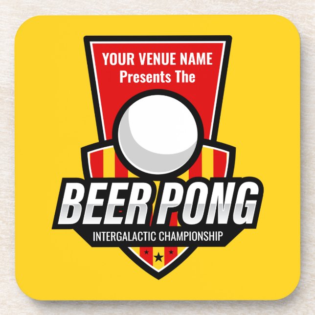 Posavasos Personaliza este logotipo de Beer Pong (Frente)