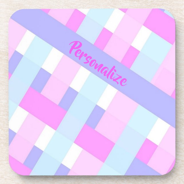 Posavasos Personaliza las bandas de Gingham de Pastel (Frente)